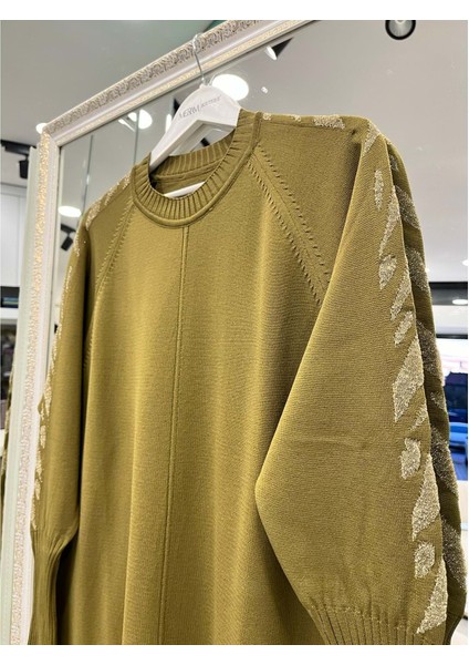 Adn Simli Kol Merserize Tunik - Yağ Yeşili - 2 modelleri