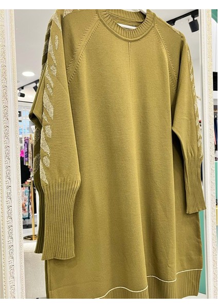 Adn Simli Kol Merserize Tunik - Yağ Yeşili - 2 fırsatları