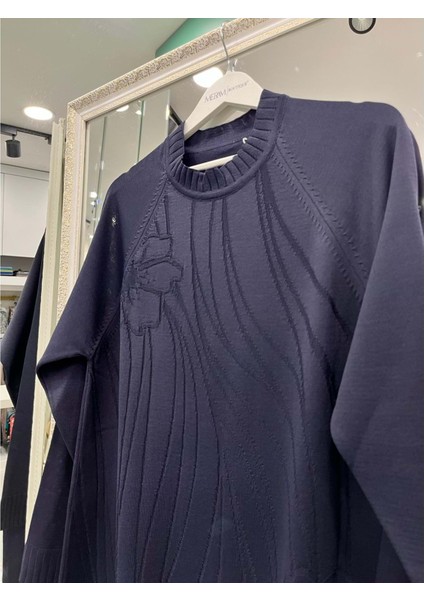 Adn Kabartmalı Merserize Tunik - Lacivert - 1 modelleri