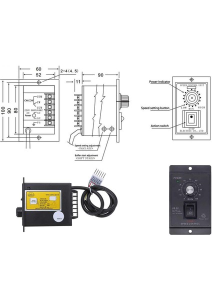 Dimmer 400W AC220V Ac Motor 50/60Hz Cw Ccw Hız Kontrol Hız Ayarı Ileri Geri