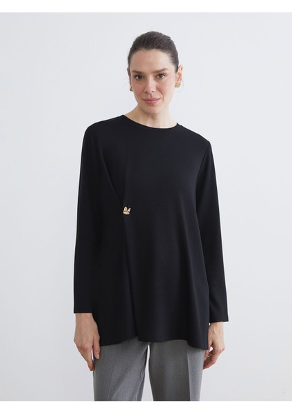 Yeni Sezon Bisiklet Yaka Büzgülü Kadın Tunik