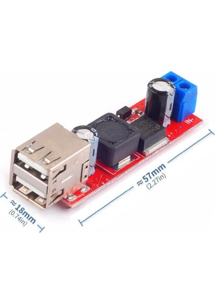 LM2596 Dual USB Power Modül Voltaj Düşürücü Mp3 Mobil Güç Kaynağı