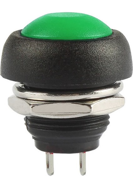 12MM PBS-33B 2 Pin Push Buton Yeşil On Off 1A 250V Mini Yuvarlak Su Geçirmez Anahtar Momentary