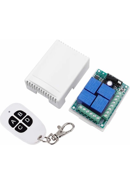 433MHZ Rf 4 Kanal Röle Modül Dc 12V 4 Buton Kumanda Kablosuz Motor Pompa Fan Lamba Perde Akıllı Ev