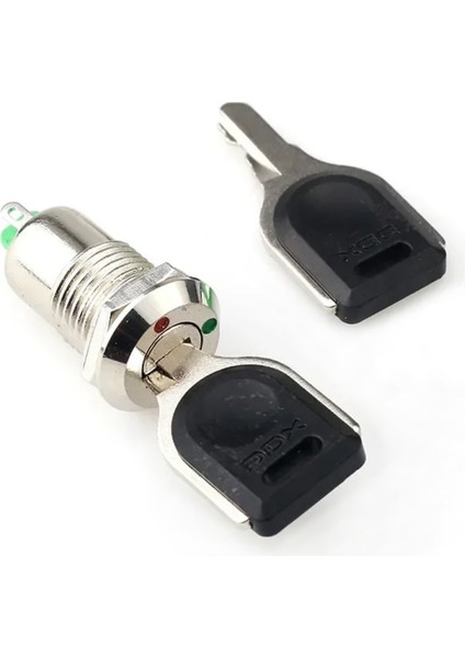 12MM Metal 2 Pin Anahtar Kontrollü Buton Panel Montaj On Off 1A Ac 250V Güvenlik Kilit Elektronik