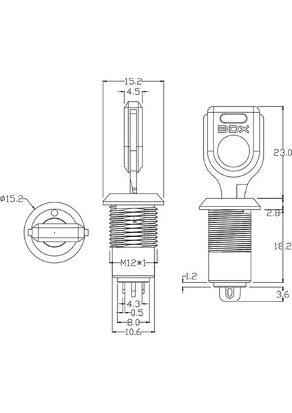 12MM Metal 2 Pin Anahtar Kontrollü Buton Panel Montaj On Off 1A Ac 250V Güvenlik Kilit Elektronik