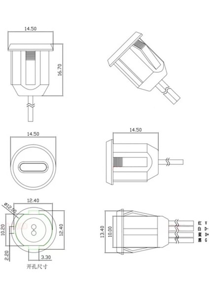 Type C Panel Montaj Dişi Soket 4 Pin 15CM Kablolu Beyaz Uzatma USB 3.1 Konnektör Araba Kamera Oyunc indirimleri