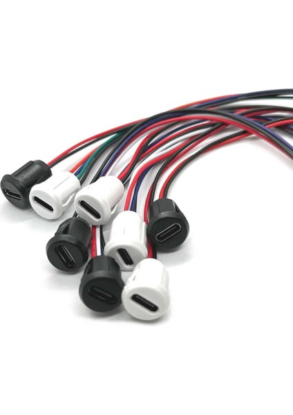 Type C Panel Montaj Dişi Soket 4 Pin 15CM Kablolu Beyaz Uzatma USB 3.1 Konnektör Araba Kamera Oyunc