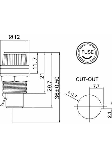 Panel Montaj 5X20MM Cam Sigorta Kutusu 10A 250V R3-12 Elektrikli Cihaz Ev Aletleri Makine Motor