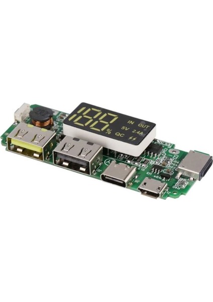 Powerbank Devresi Ekranlı 5V 2.4A Dual USB Çıkış Type C Micro USB Giriş Lityum Lion 18650 Pil Şarj