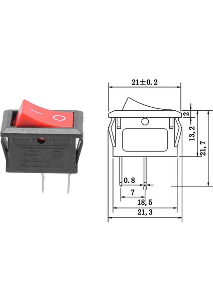 2 Pin Kırmızı Anahtar Switch Mini Buton Kcd1 Plastik Açma Kapama On / Off 5A 220V 10A 125V Latch modelleri