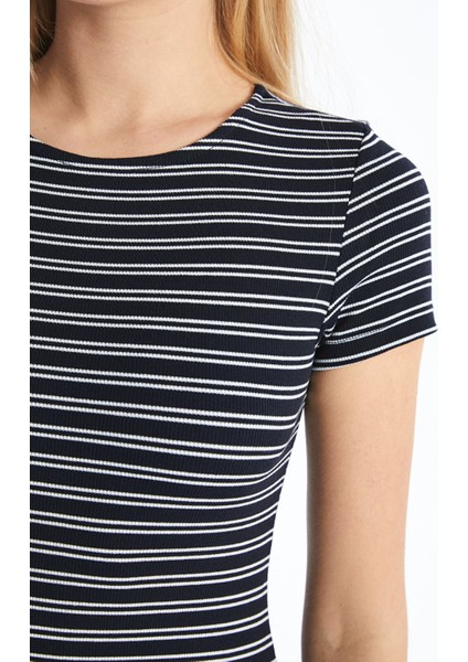 Yeni Sezon Bisiklet Yaka Çizgili Elbise modelleri