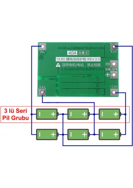 Bms 3s 40A Koruma Kartı Lityum Pil Batarya Li-Ion 18650 Enhanced