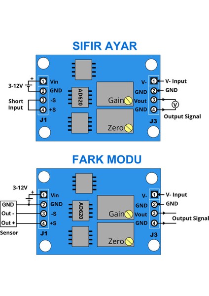 AD620 Micro Voltaj Sinyal Kuvvetlenirici Modül Dc 12V Mikro Küçük Gerilim Ölçme Kartı Enstrümantasyo