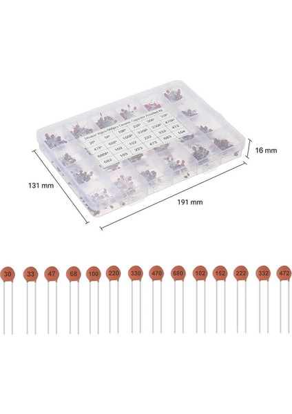960 Adet Kutulu Seramik Kapasitör Seti 24 Çeşit 40AR Adet 50V 2pf 5pf 10PF 22PF 30PF 33PF 47PF fırsatları