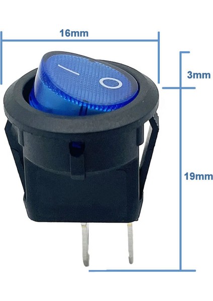 16MM Yuvarlak 2 Pin Anahtar Switch Mini Buton Mavi Plastik Açma Kapama On / Off 3A 250V 3A 250V