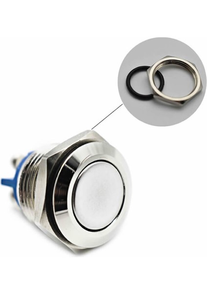 16MM Metal Panel Montaj Düz Kafa Push Buton No Dc 6A 12V Ac 3A 250V IP67 Su Geçirmez