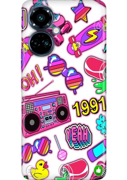 Tecno Camon 19 Pro Kılıf Renkli Temalı (CI8N) Uyumlu Silikon 90'lar