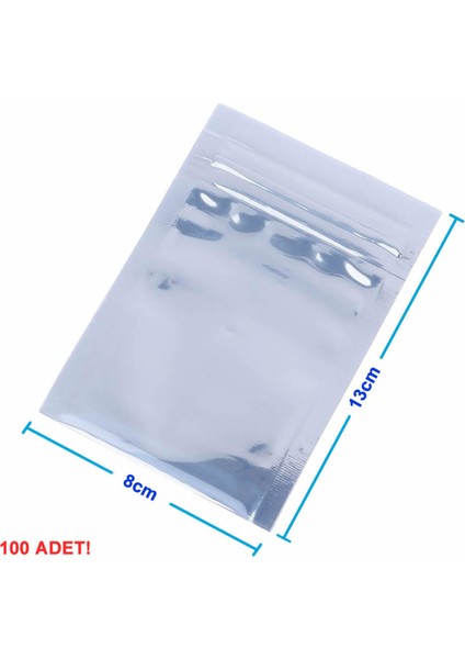 Kilitli Antistatik Poşet 8X13CM 100 Adet Şeffaf Su Toz Geçirmez Koruyucu Esd Metalize Torba Çanta