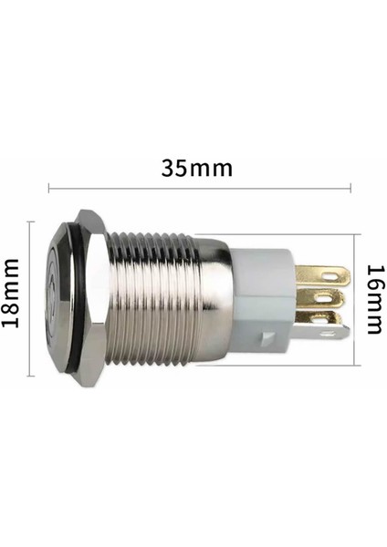 16MM Metal Buton Kırmızı Power Sembol LED Işıklı Panel Montaj Düz Kafa Kilitlemeli Dc 6A 12V IP67 fiyatları