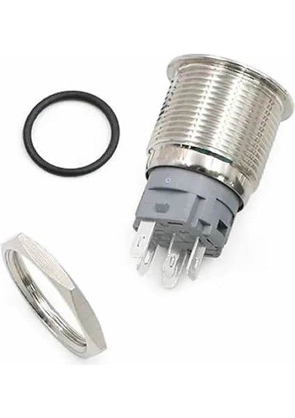 16MM Metal Buton Kırmızı Power Sembol LED Işıklı Panel Montaj Düz Kafa Kilitlemeli Dc 6A 12V IP67 fırsatları