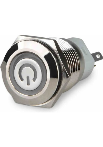 16MM Metal Buton Kırmızı Power Sembol LED Işıklı Panel Montaj Düz Kafa Kilitlemeli Dc 6A 12V IP67 indirimleri