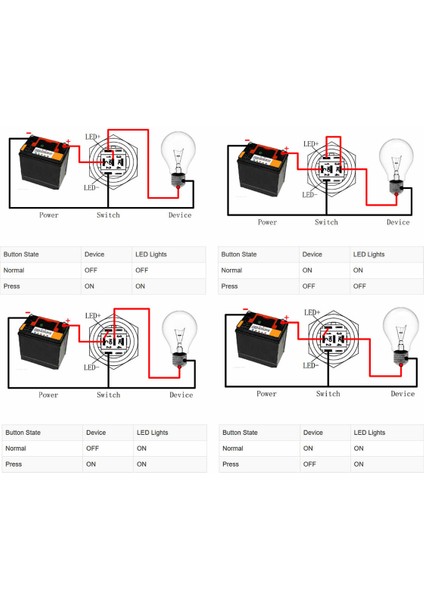 16MM Metal Buton Kırmızı Power Sembol LED Işıklı Panel Montaj Düz Kafa Kilitlemeli Dc 6A 12V IP67
