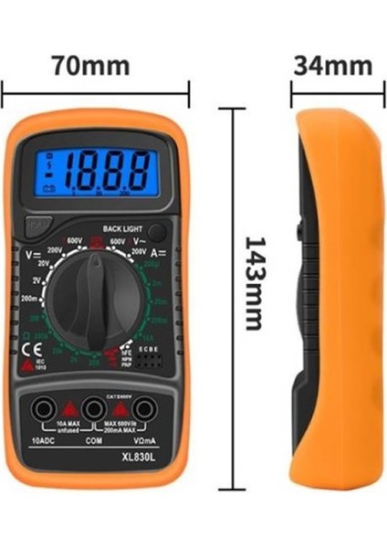 XL830L Dijital Multimetre Ölçü Aleti Avometre Voltmetre Ampermetre Voltaj Akım Direnç Transistör