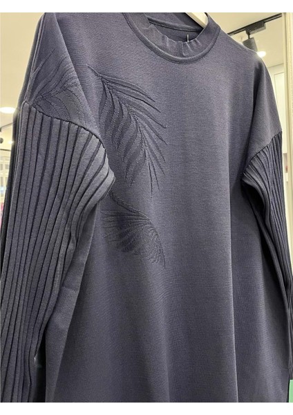 Adn Palmiye Merserize Tunik - Lacivert - 2 fırsatları