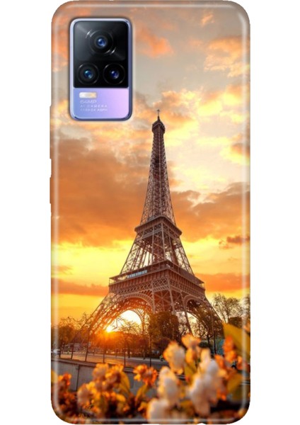 Vivo V21 Kılıf Resimli Desenli Silikon Esnek Uyumlu Kapak Eyfel
