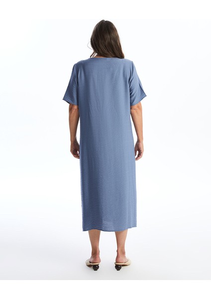 Yeni Sezon Bisiklet Yaka Düz Kısa Kollu Elbise fırsatları