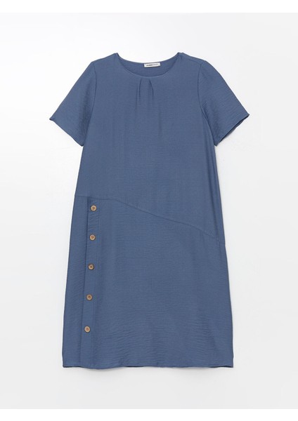 Yeni Sezon Bisiklet Yaka Düz Kısa Kollu Elbise indirimleri