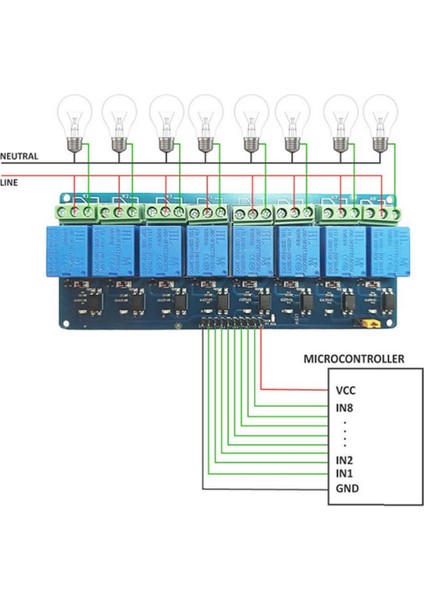 8 Kanal Dc 12V Röle Modül Ac 250V Dc 30V 10A Optokuplör Izolasyonlu Girişler Elektronik Anahtar