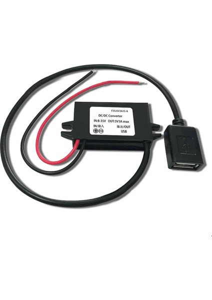 12V / 24V To Usb-A 5V 3A Modül F35J5V3A 30CM Type A USB Kablolu Su Geçirmez Şarj Telefon indirimleri