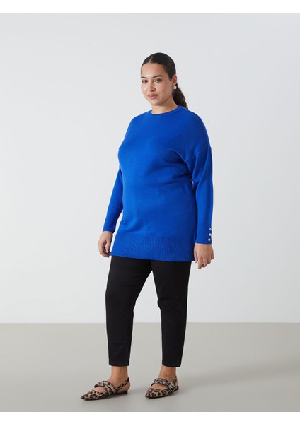 Yeni Sezon Bisiklet Yaka Düz Uzun Kollu Kadın Triko Tunik modelleri