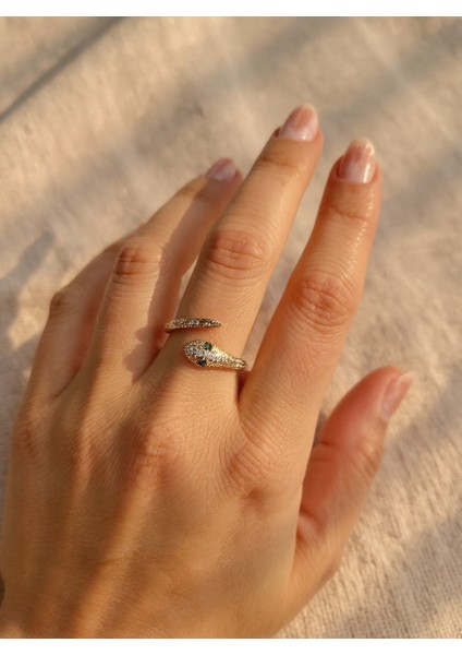 Ayarlanabilir Çelik Serpent Glow Yüzük – Gold Renk / Mystic Serpent Collection