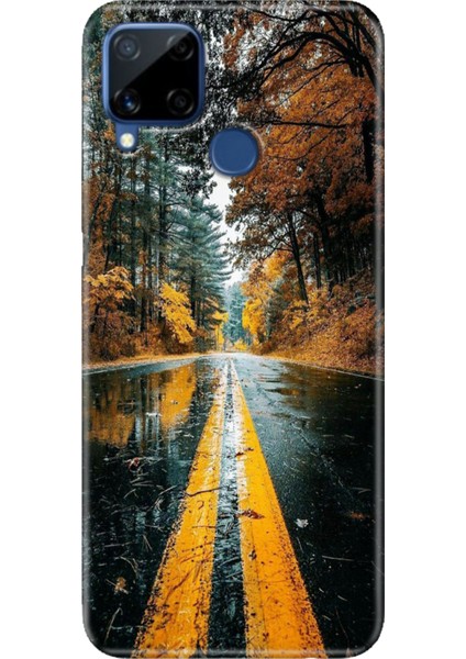 Realme C15 Kılıf Desenli Silikon Renkli Tpu Uv Korku Yolu