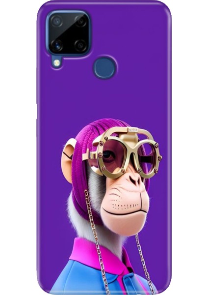 Realme C15 Kılıf Desenli Silikon Renkli Tpu Uv Monkey