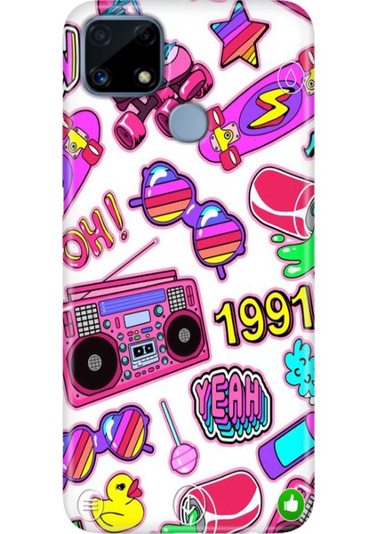 Realme C25 Kılıf Desenli Silikon Renkli Phone Case 90'lar