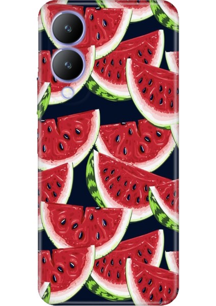 Vivo Y17S Kılıf Desenli Kapak Renkli Silikon Cvr Karpuz