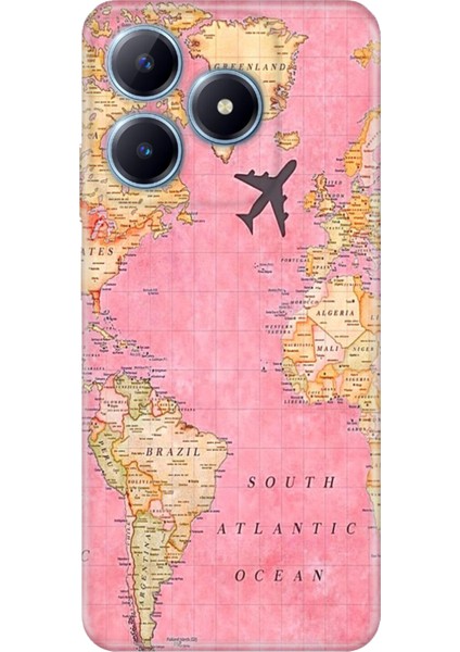 Realme C63 Kılıf Renkli Baskılı Silikon Map