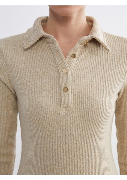 Yeni Sezon Gömlek Yaka Parlak Görünümlü Elbise modelleri