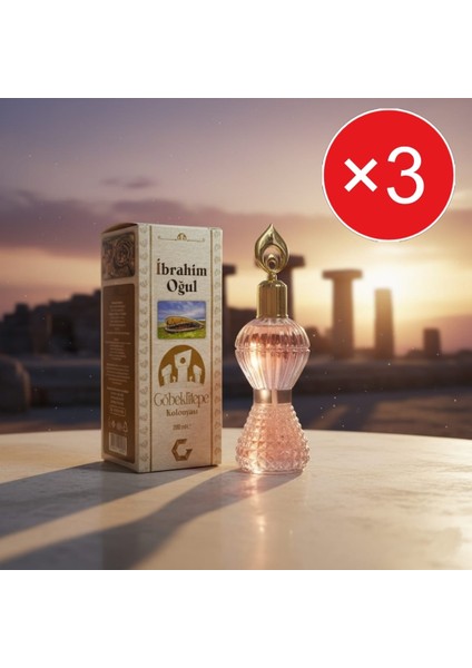Göbeklitepe Kolonyası 200 ml Kristal Şişe 3 Adet - Özel Göbeklitepe Ferahlığı