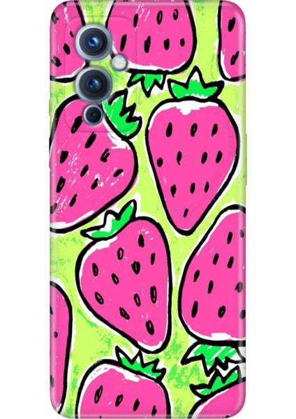 Oneplus 9 Kılıf Desenli Silikon Renkli Tpu Uv Çilek