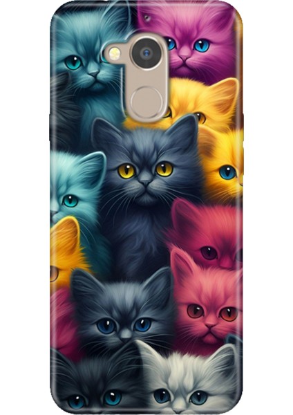 General Mobile Gm 8 Uyumlu Kılıf Desenli Silikon Renkli Tpu Uv Kedi Ordusu