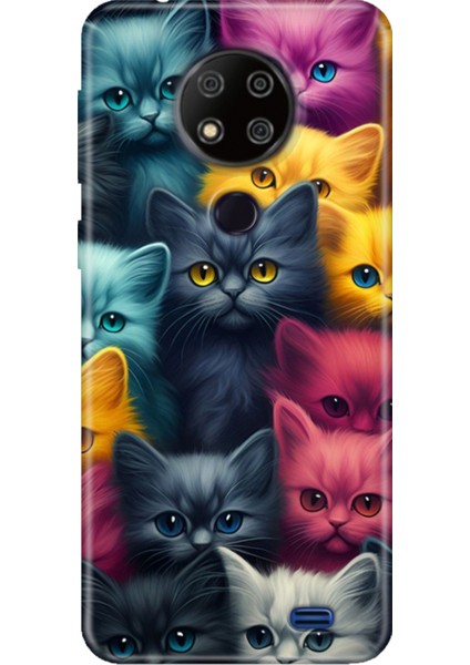 Reeder P13 Blue Max 2020 Kılıf Desenli Kapak Silikon Cover Kedi Ordusu