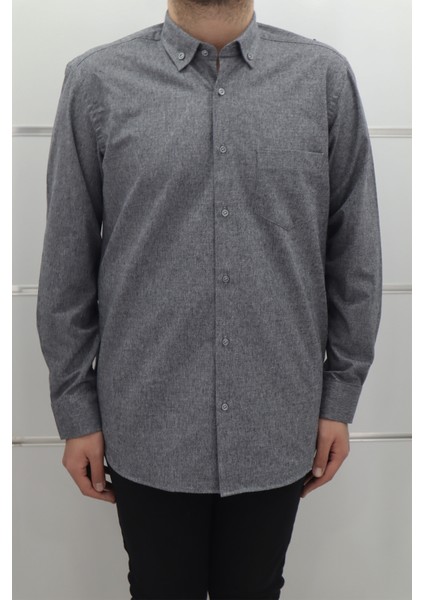 Fistan Store Erkek Düz Klasik Kesim Rahat Kalıp Tek Cepli Kışlık Kaşmir Gömlek