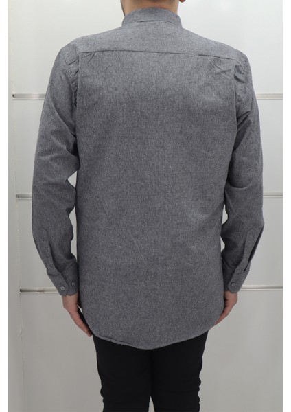 Fistan Store Erkek Düz Klasik Kesim Rahat Kalıp Tek Cepli Kışlık Kaşmir Gömlek modelleri