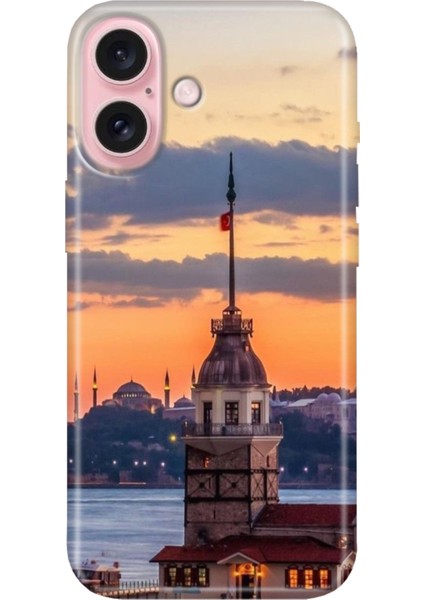 iPhone 16 Plus Kılıf Silikon Desenli Kalıplı Case Kız Kulesi