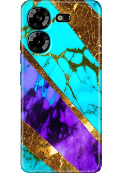 Tecno Pova 5 Kılıf Renkli Esnek Silikon Nezih Mermer